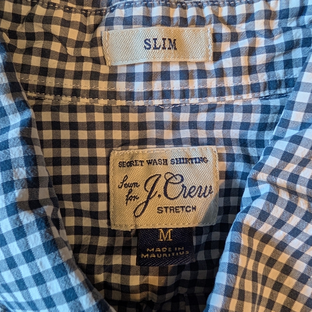 J. Crew Men's Blue Checkered Slim Shirt
